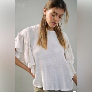 ANTHROPOLOGIE Pilcro Sybil Striped
Ruffled Sleeve Blouse Top XS